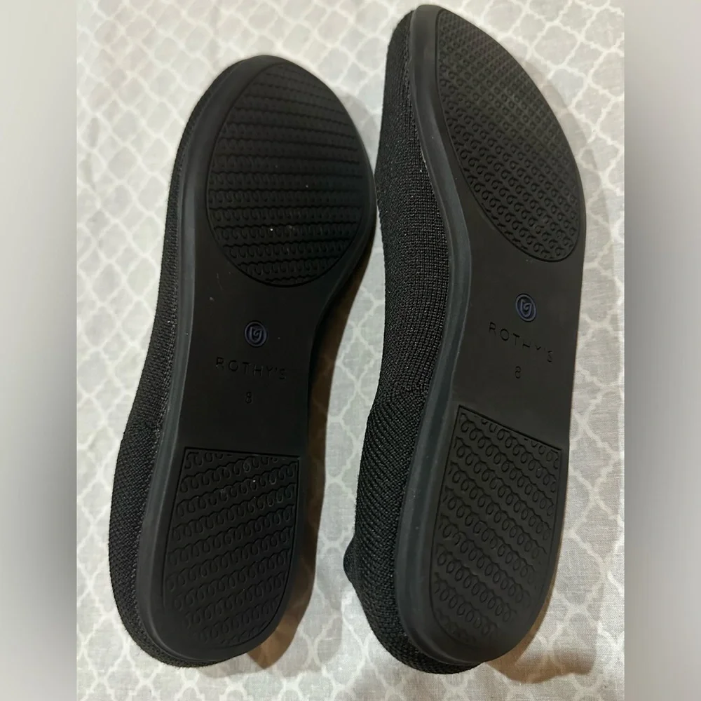 Rothy's Black Flats with Blue Trim